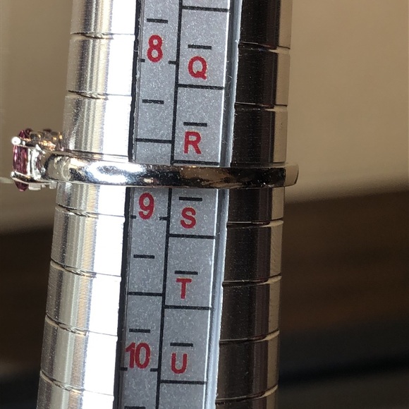 Tourmaline Sterling Silver Single Band Ring w Seven Faceted Oval Gems Sz 8-3/4 - Picture 8 of 17